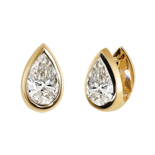 14kt gold teardrop diamond bezel hoop