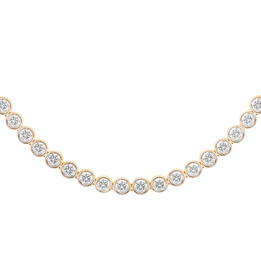 14kt gold grande Jackie O bezel tennis necklace