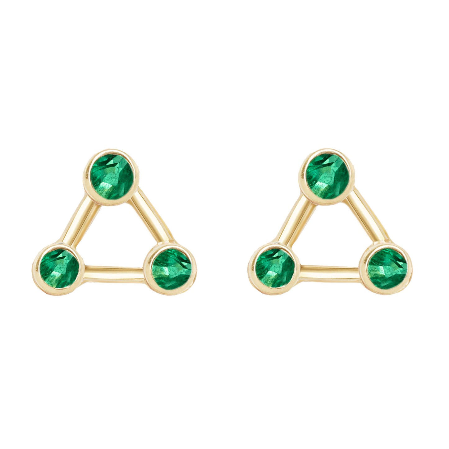 14kt gold and emerald trio constellation stud