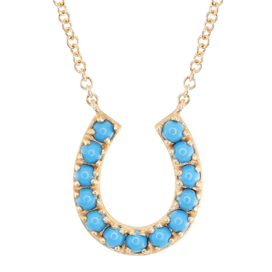 14kt gold turquoise horseshoe necklace