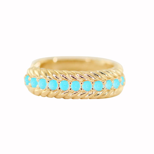 14kt gold single turquoise row twisted ear band