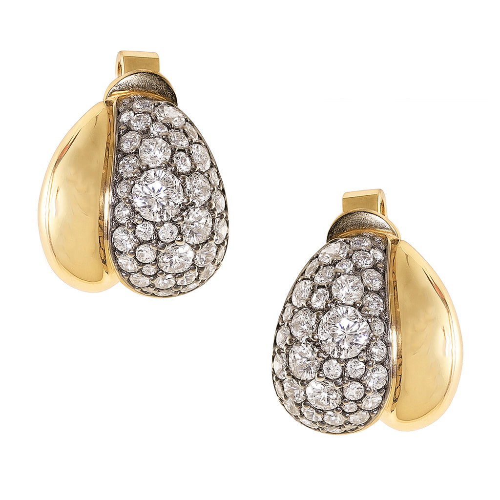 14kt gold and diamond rhodium bubble stud
