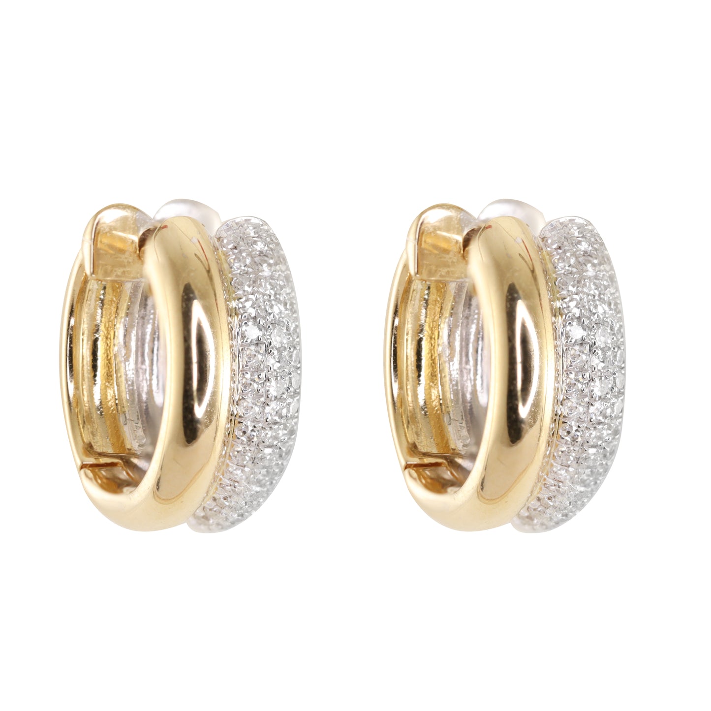 14kt gold two row diamond hoop