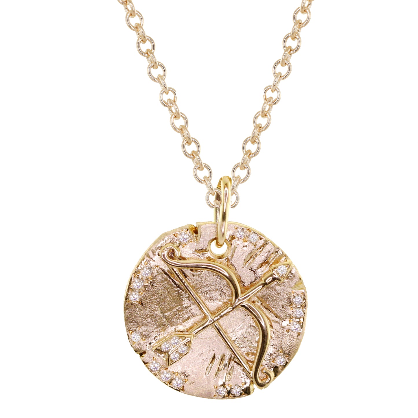 14kt gold and diamond warrior coin necklace