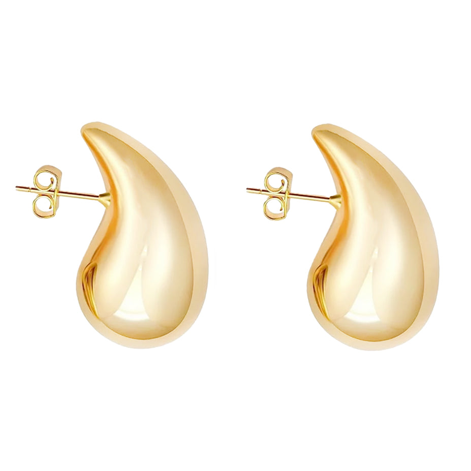 14kt gold water drop stud
