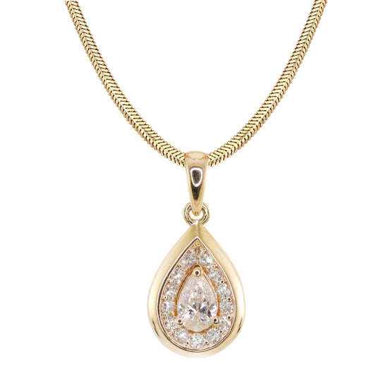 14kt gold diamond water drop necklace