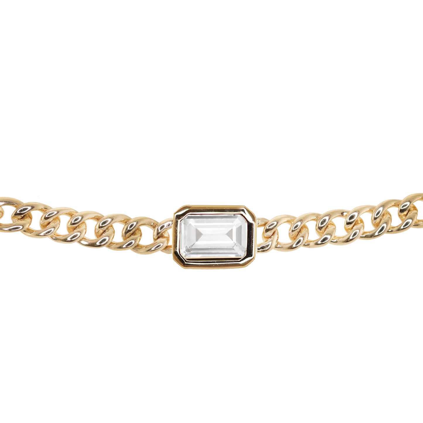 14kt gold topaz bezel chain link bracelet