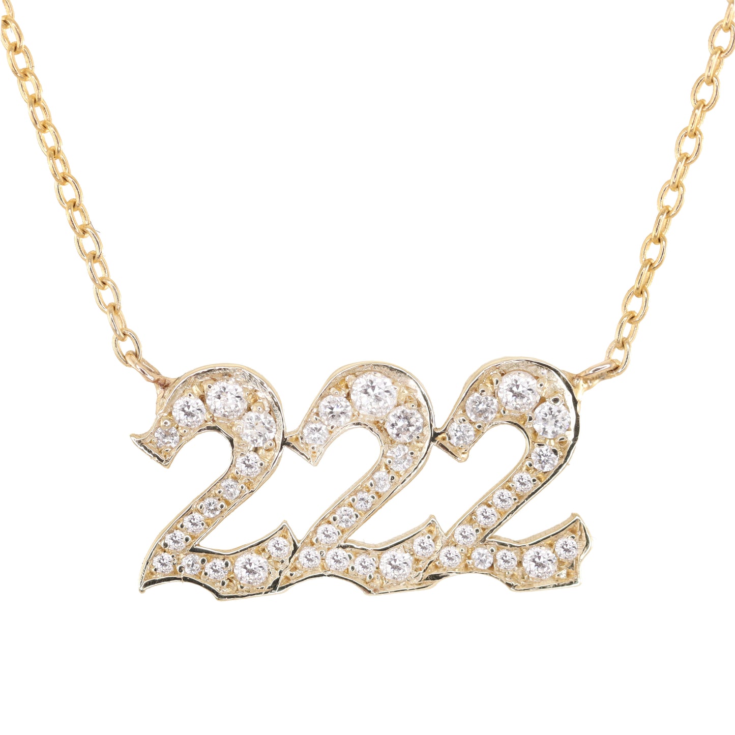 14kt gold and diamond 222 necklace