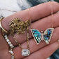 14kt gold and diamond abalone baby butterfly necklace
