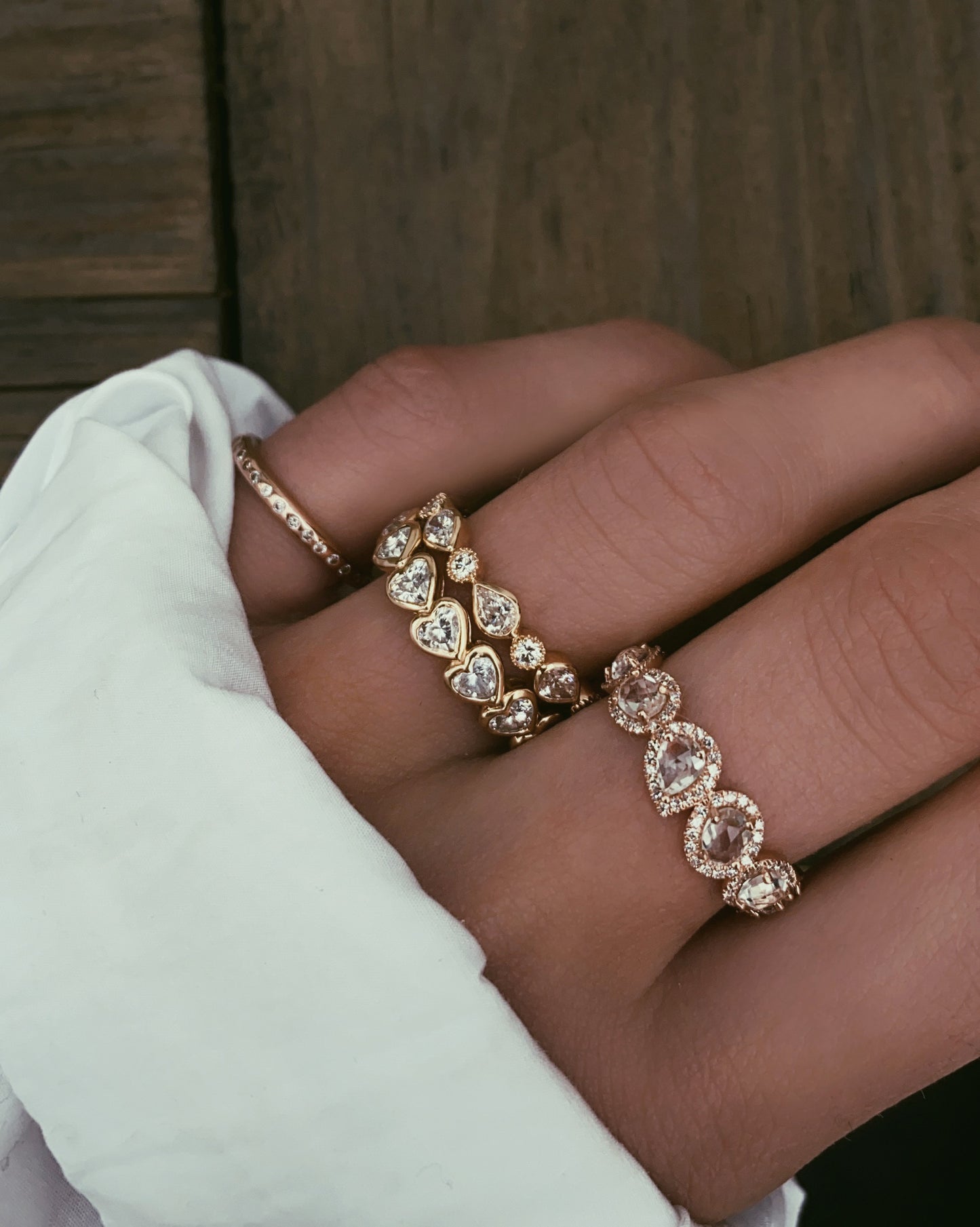 14kt gold and diamond teardrop cluster band