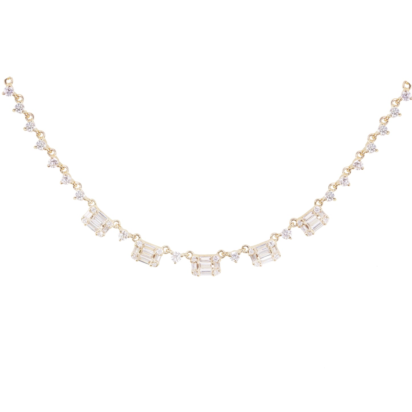 14kt gold baguette diamond row necklace - Luna Skye