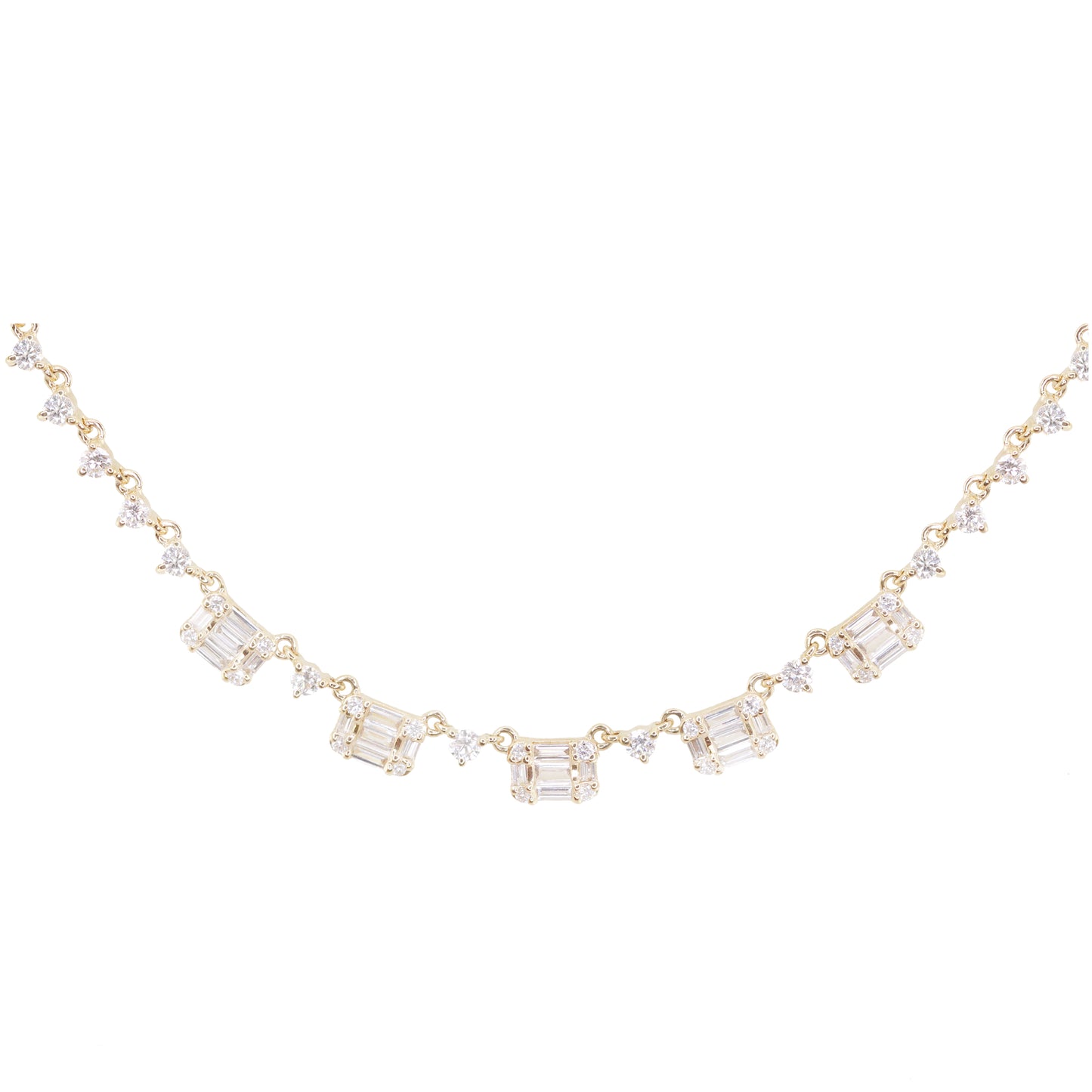 14kt gold baguette diamond row necklace - Luna Skye