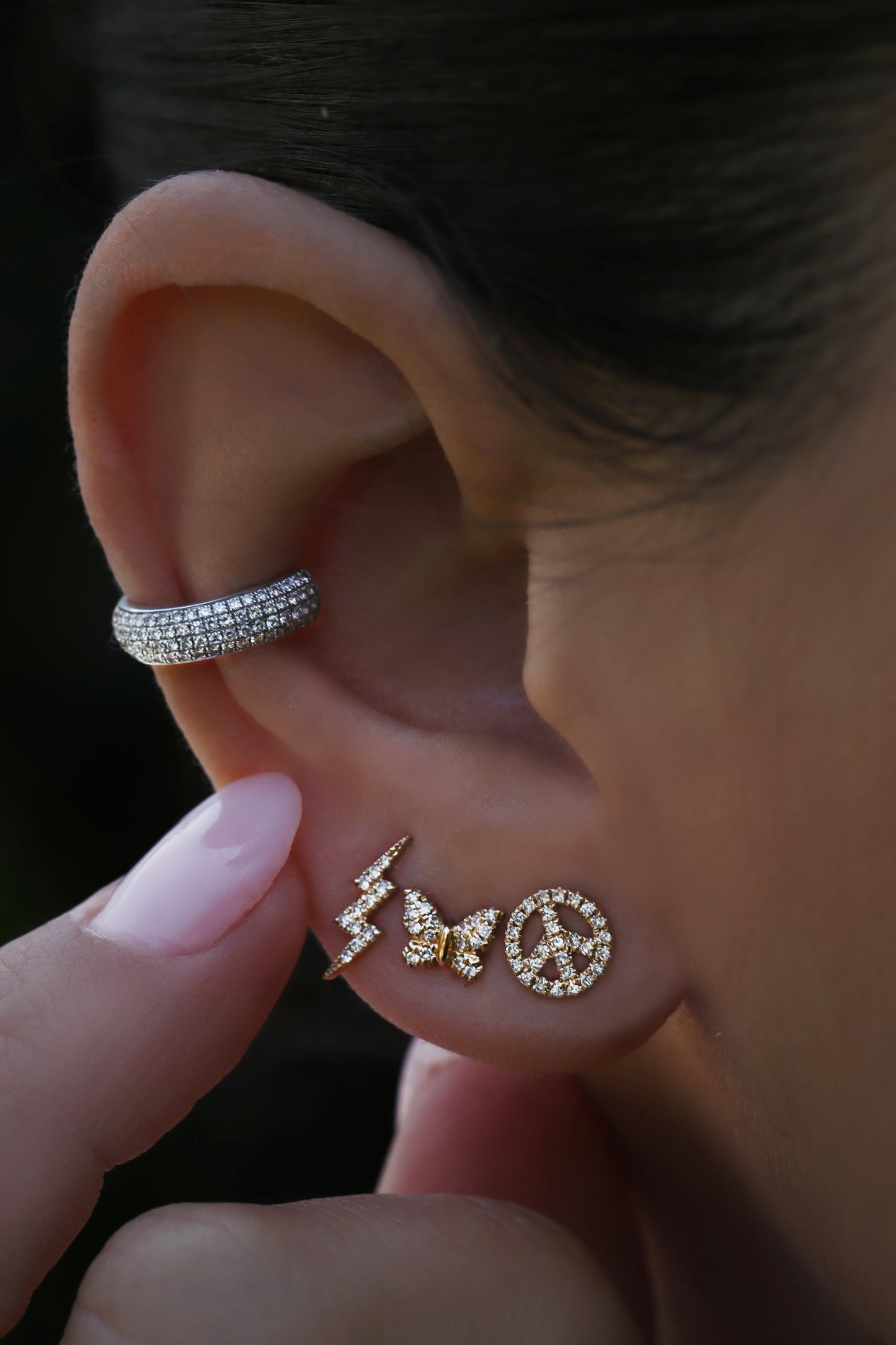 14kt gold and diamond mini baby butterfly studs