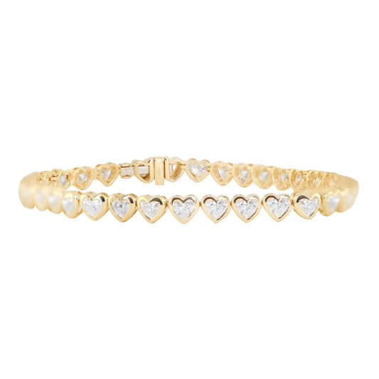 14kt gold heart diamond tennis bracelet