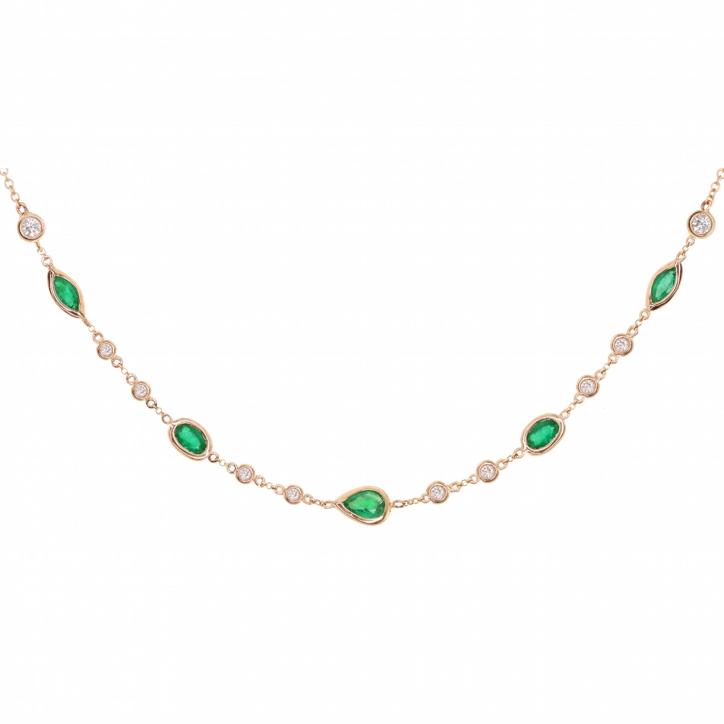 14kt gold and diamond emerald bezel choker - Luna Skye