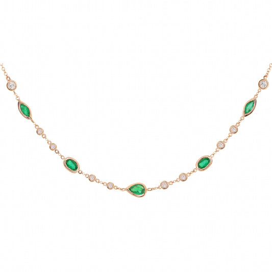 14kt gold and diamond emerald bezel choker - Luna Skye