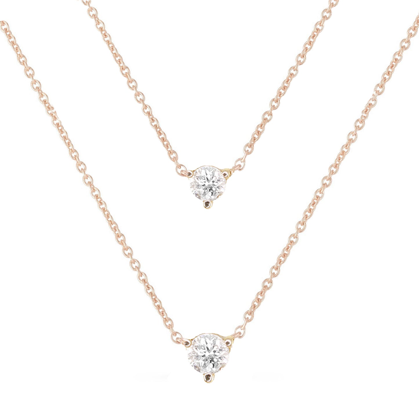 14kt yellow gold double floating diamond necklace
