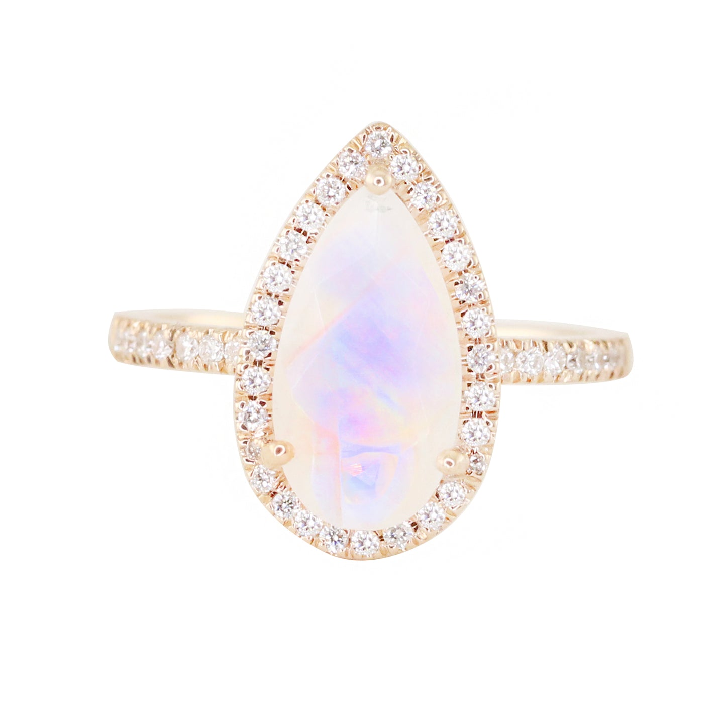 14kt gold and diamond elongated teardrop moonstone ring - Luna Skye