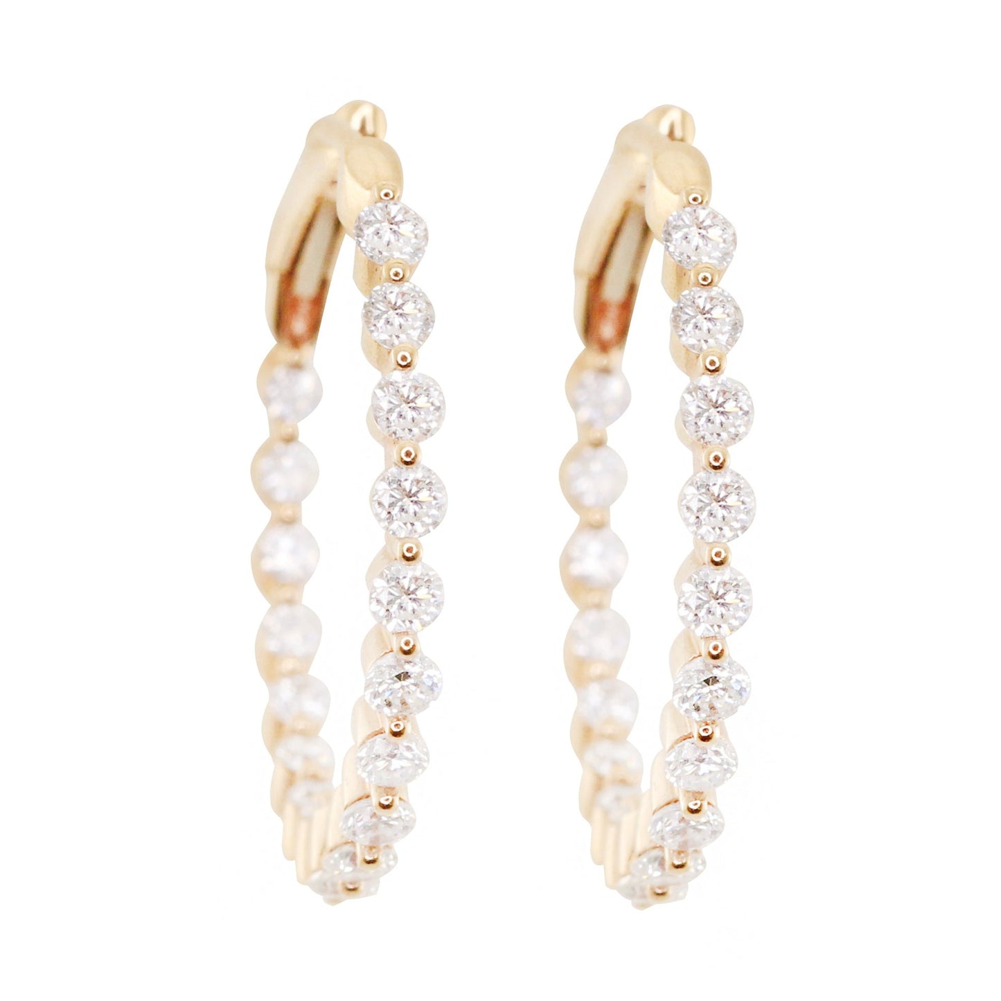 14kt gold floating diamond hoop earrings - Luna Skye