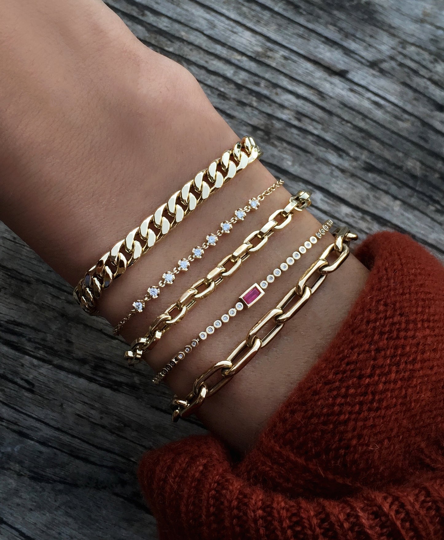 14kt gold lightweight cuban link chain bracelet - Luna Skye