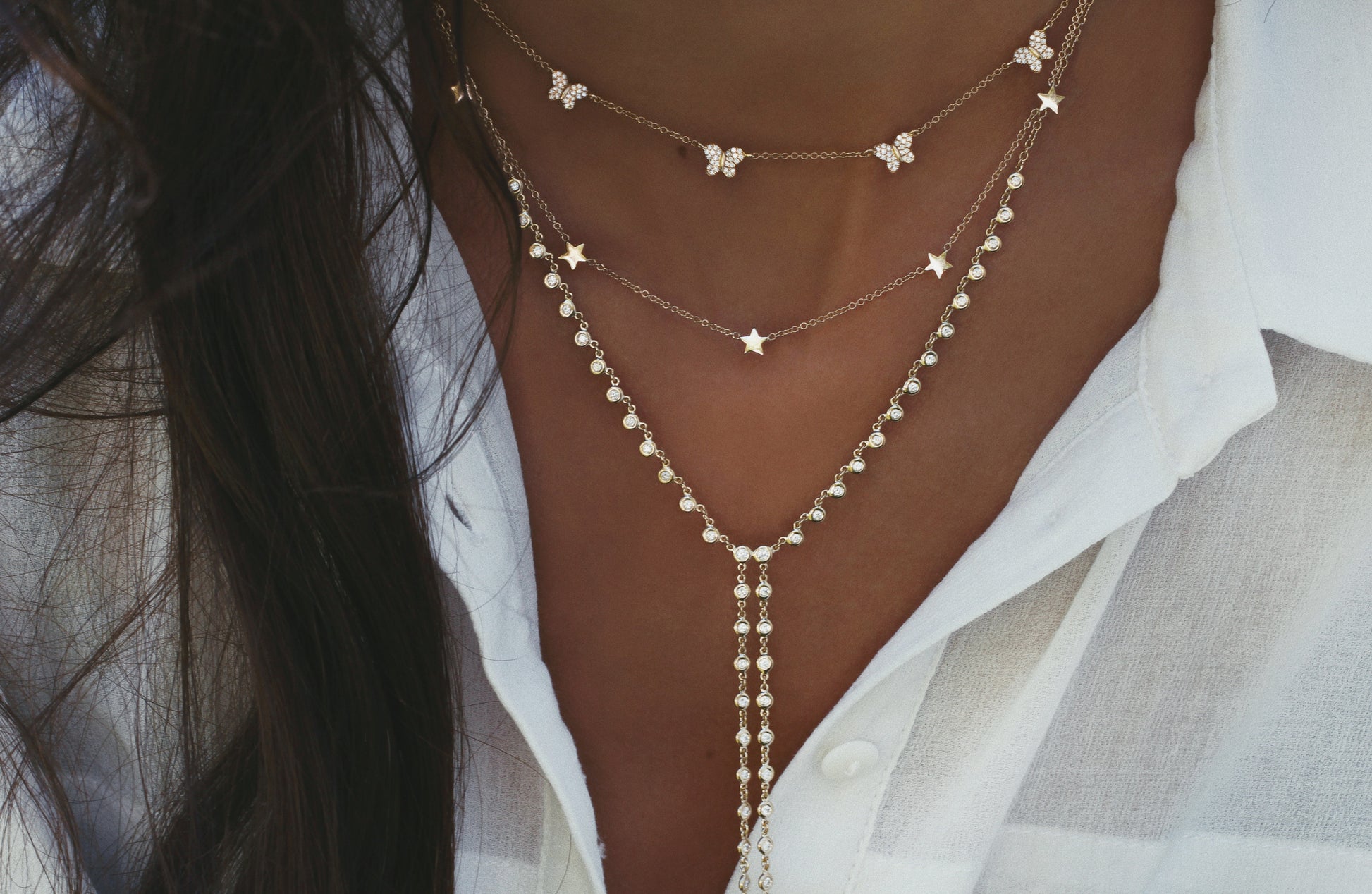 14kt gold star halo necklace - Luna Skye