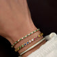 14kt gold diamond and emerald bezel bracelet