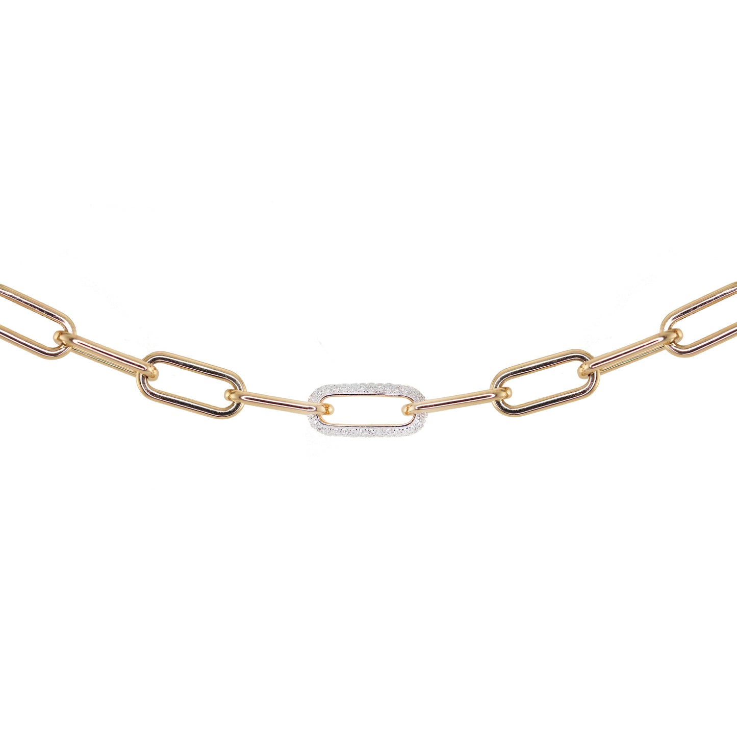 14kt gold grande diamond link paperclip bracelet