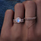 14kt gold and diamond round mini moonstone ring - Luna Skye