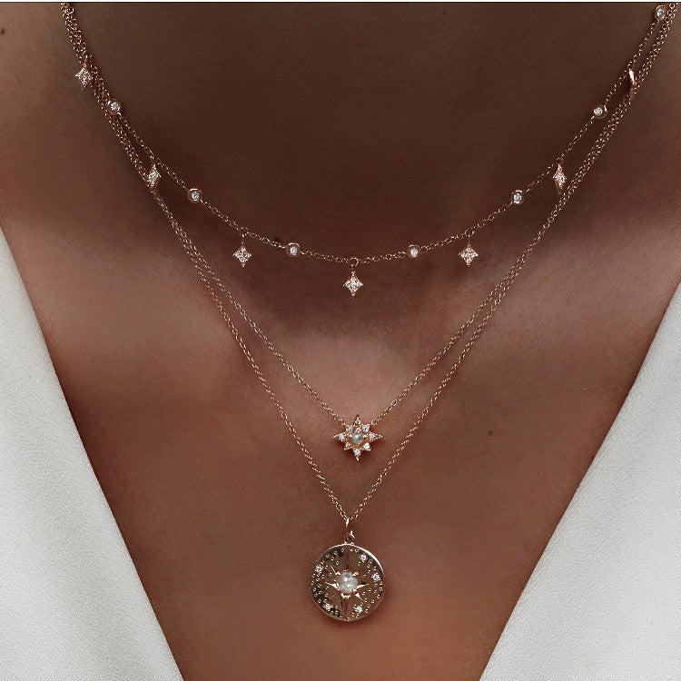 14kt gold and gray diamond starburst hammered disk necklace - Luna Skye
