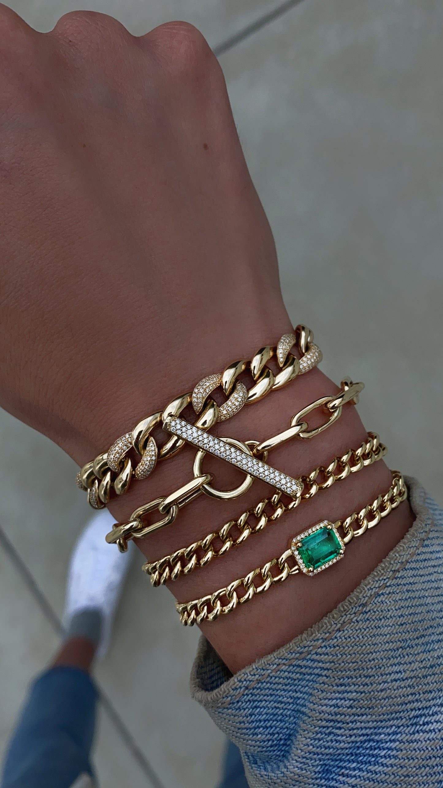 14kt gold diamond toggle thick paperclip bracelet