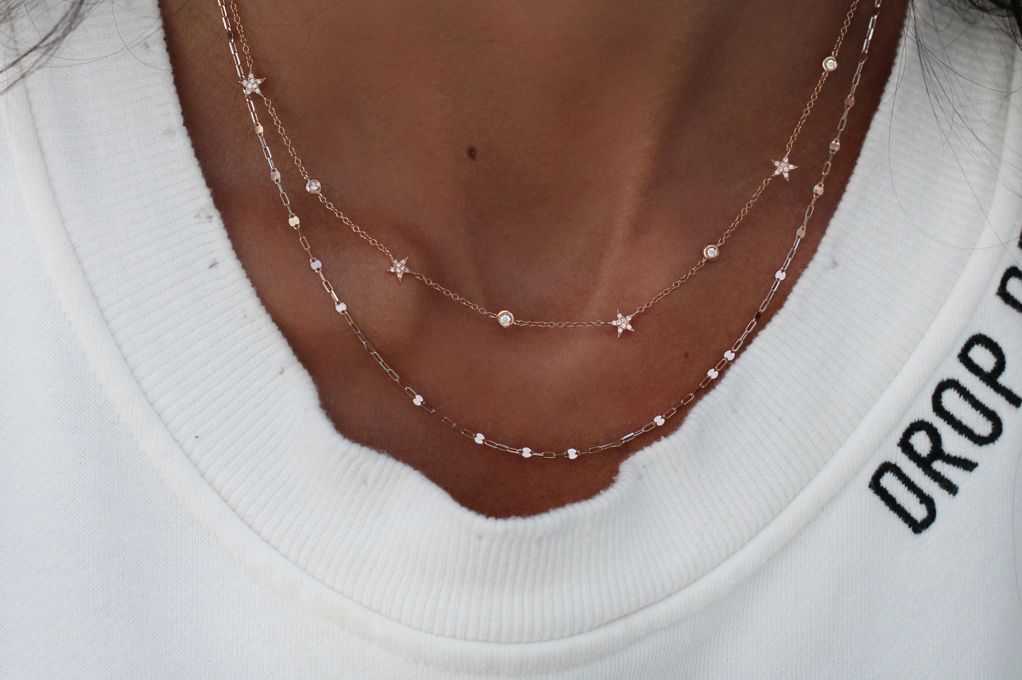 14kt gold and diamond star bezel necklace - Luna Skye