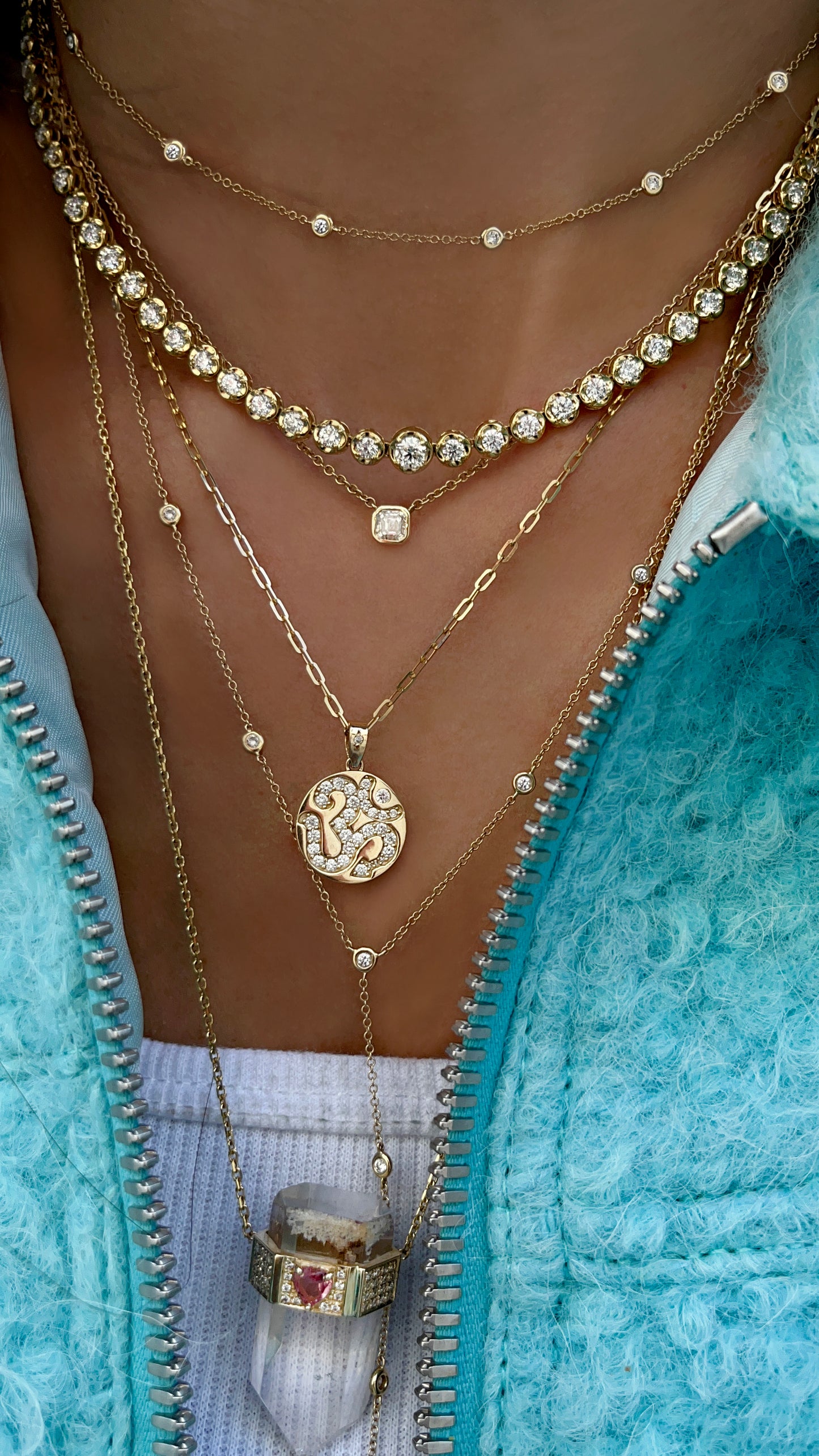 14kt gold diamond bezel choker necklace
