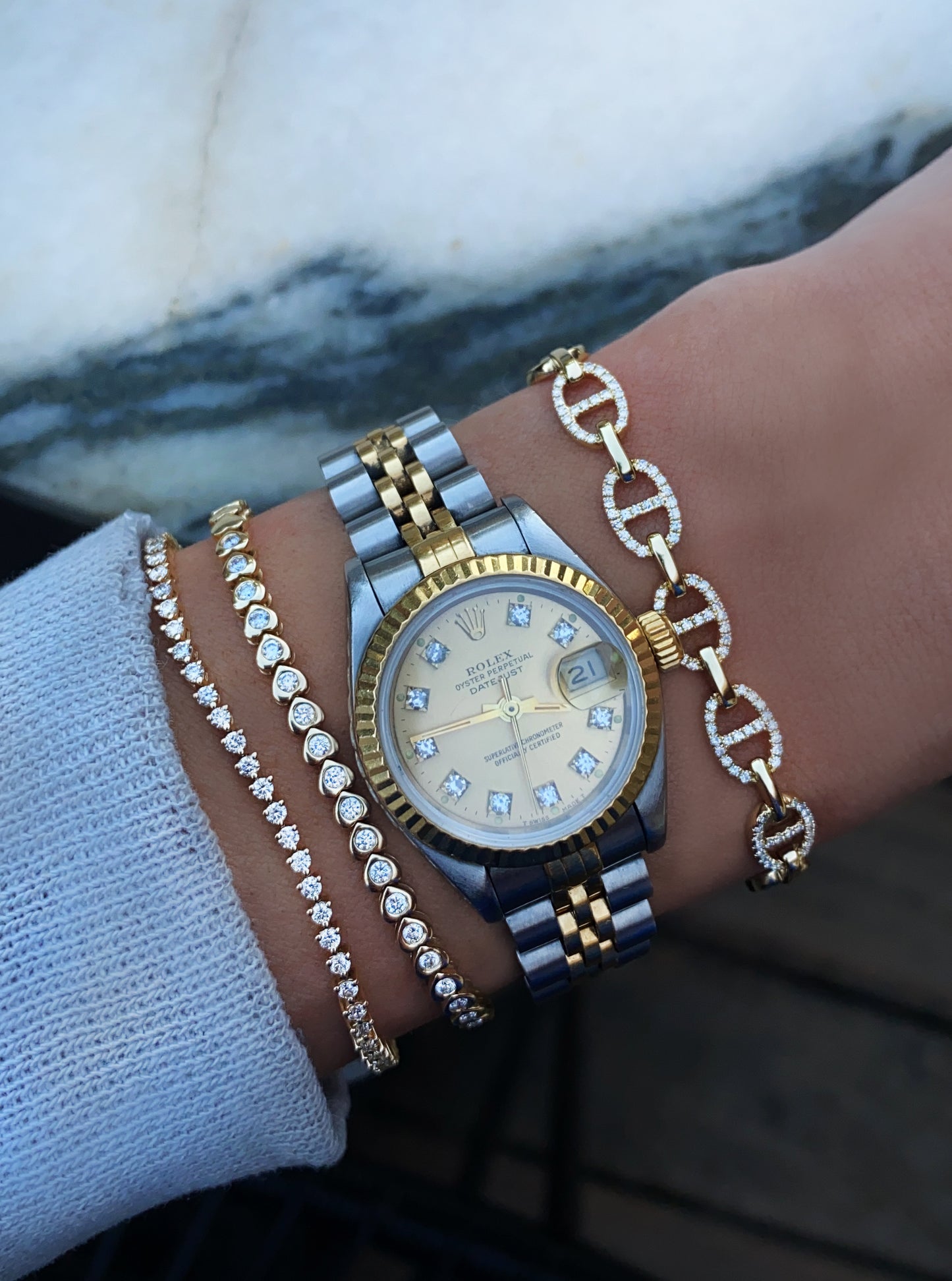 14kt gold and diamond mini prong tennis bracelet
