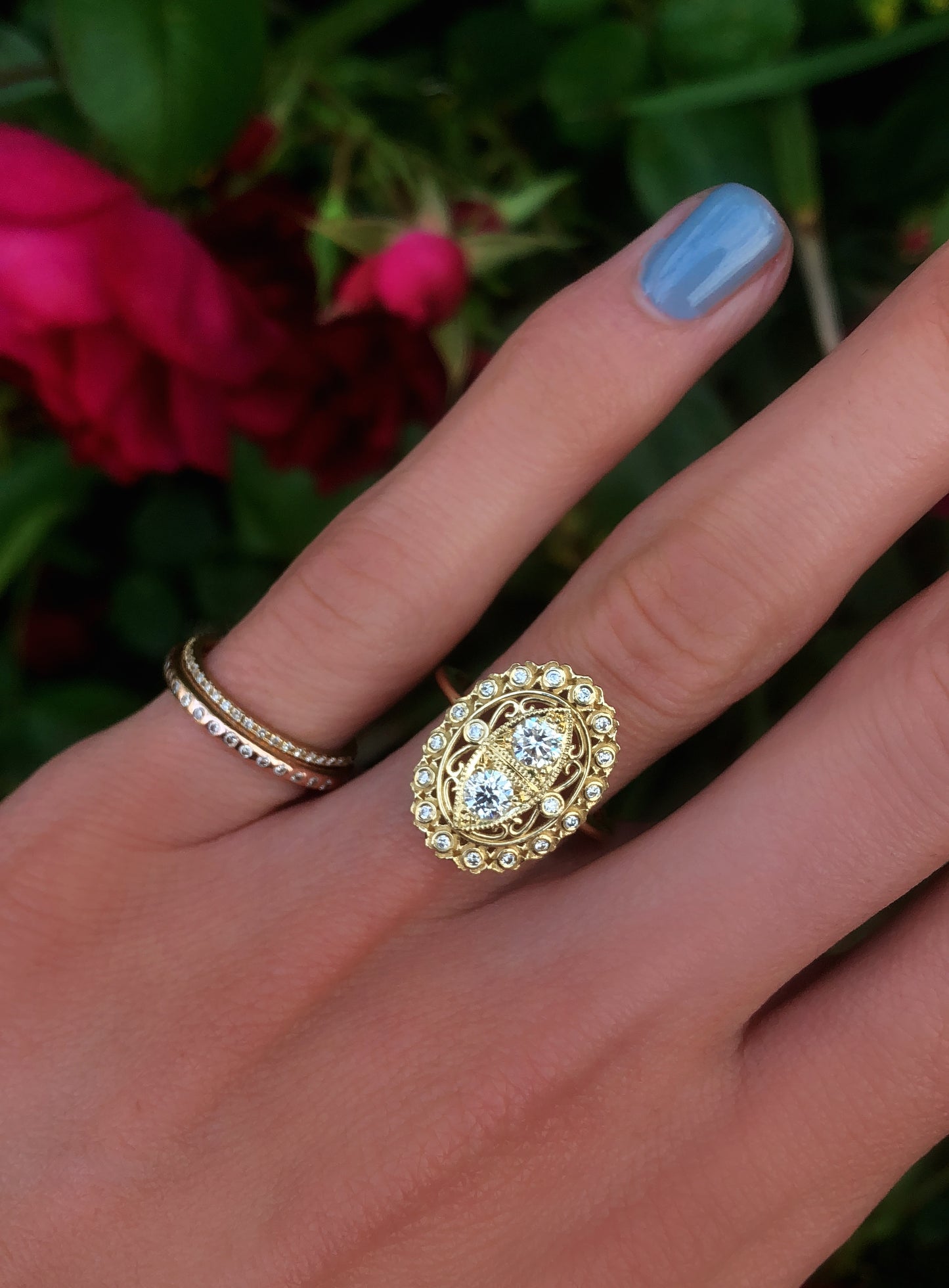 14kt gold and diamond antique filigree ring - Luna Skye