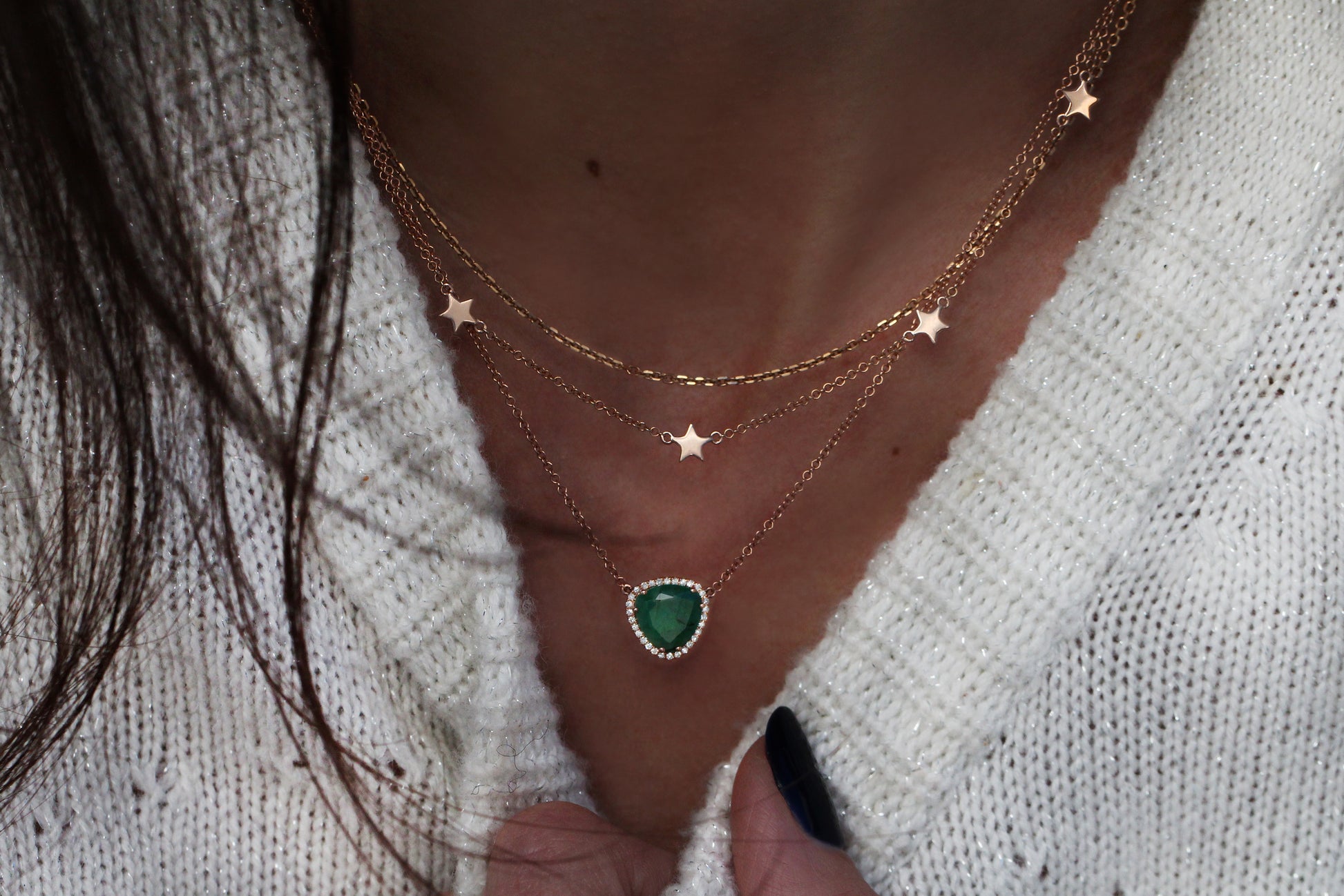 14kt gold star halo necklace - Luna Skye