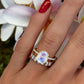 14kt gold and diamond solitaire moonstone eternity ring