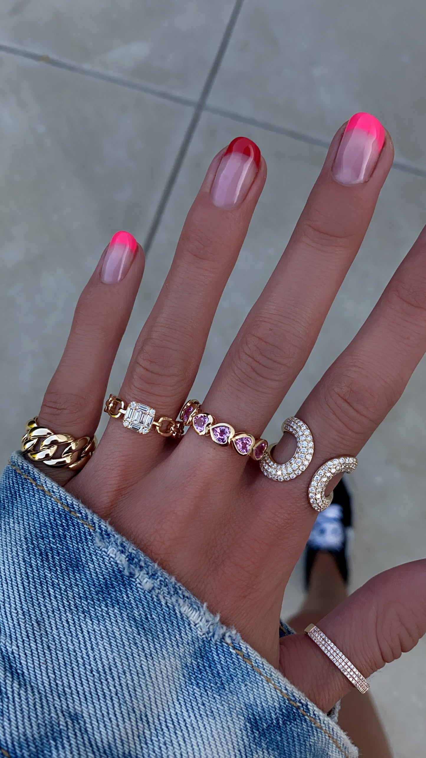 14kt gold and diamond double horseshoe ring