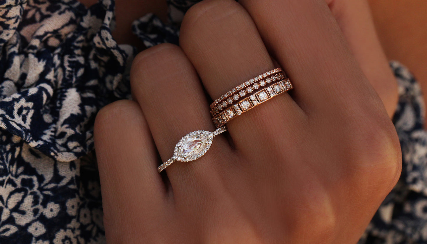 14kt gold rose cut marquise diamond ring - Luna Skye