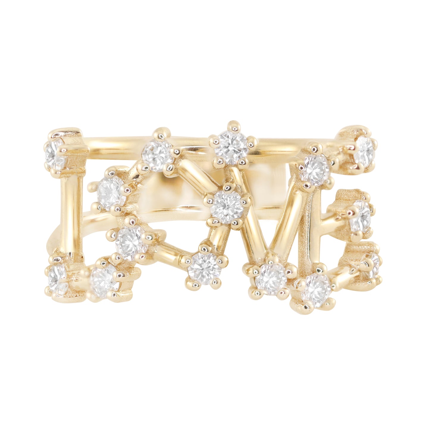 14kt gold and diamond love burst ring