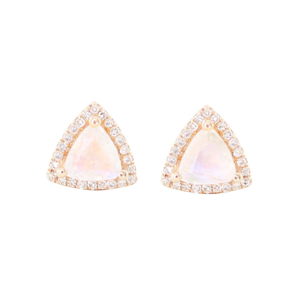 14kt gold and diamond trillion moonstone studs - Luna Skye