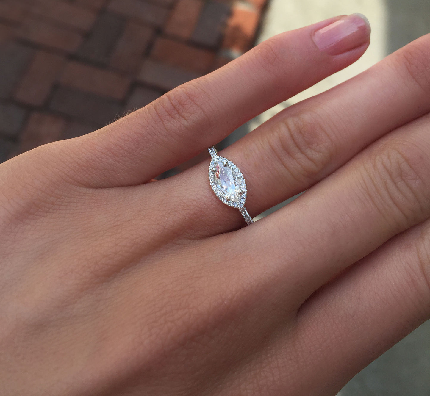 14kt gold rose cut marquise diamond ring - Luna Skye