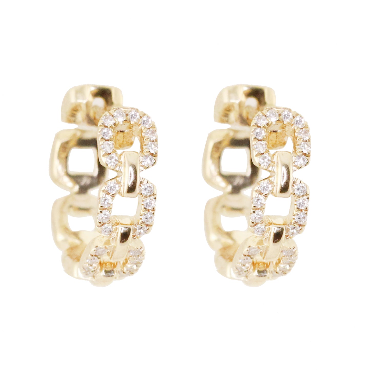 14kt gold and diamond mini chain hoop earrings - Luna Skye