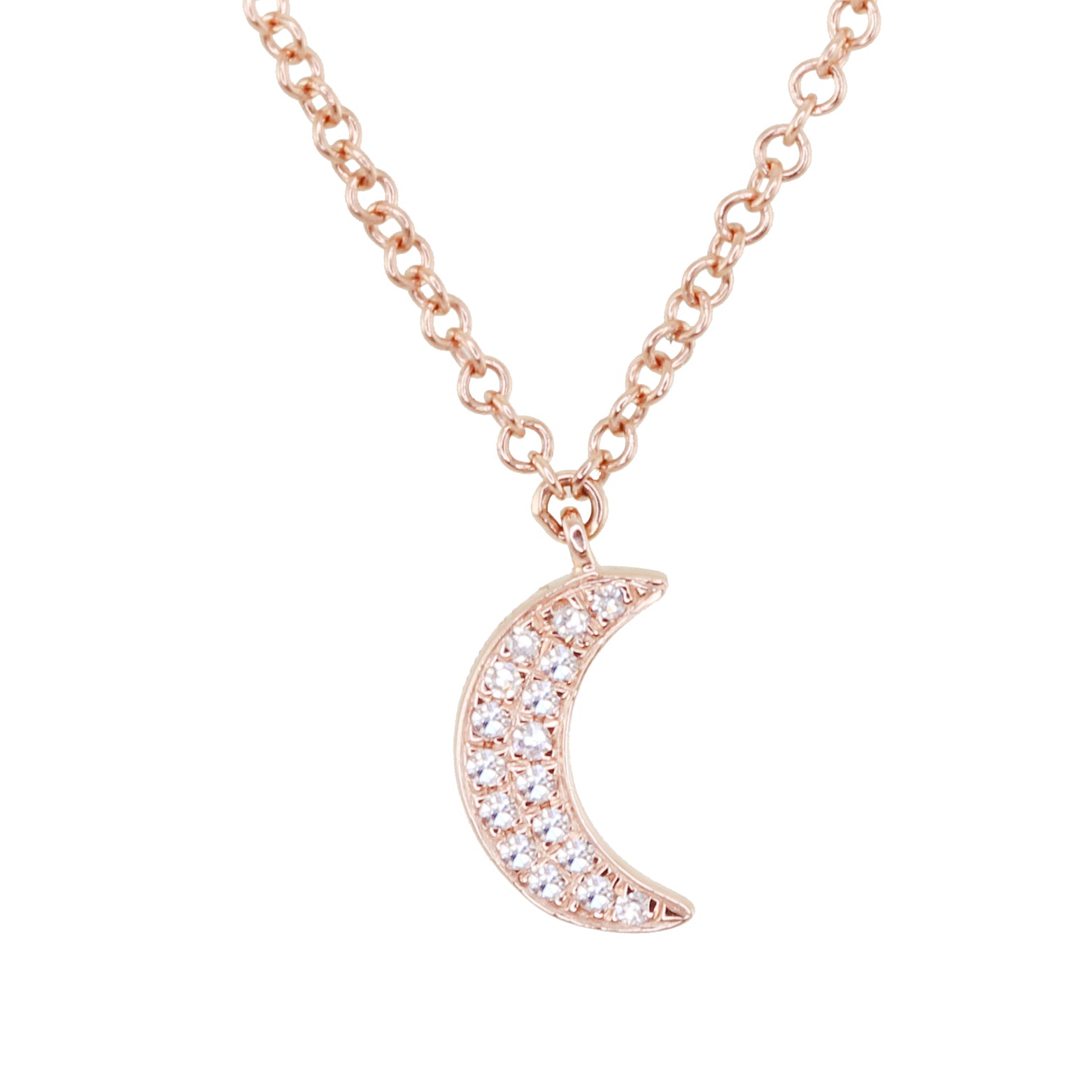 14kt gold and diamond mini crescent moon necklace Luna Skye