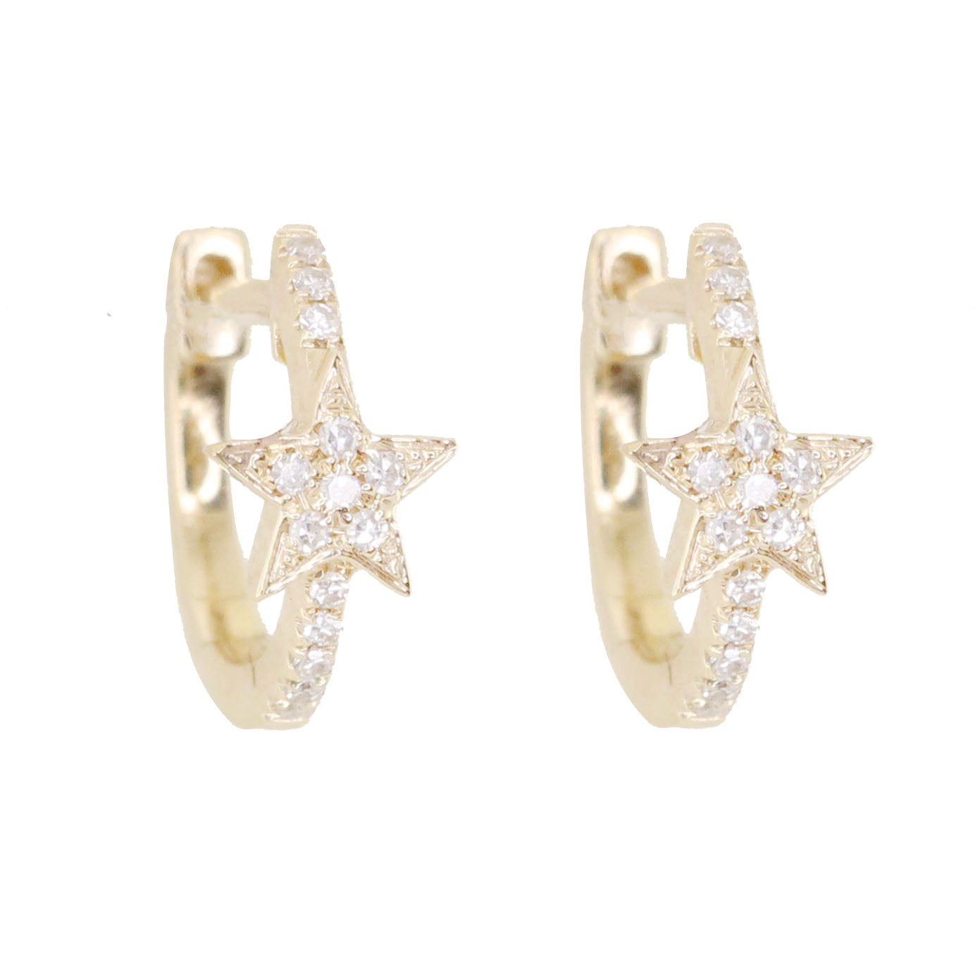 14kt gold and diamond mini star hoops - Luna Skye