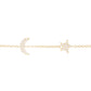 14kt gold and diamond moon and star bracelet