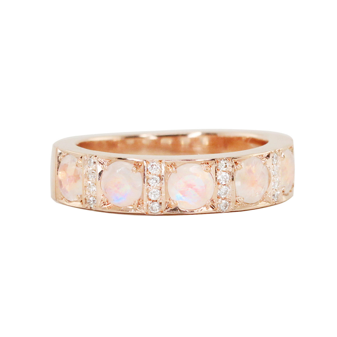 14kt gold diamond and moonstone band - Luna Skye