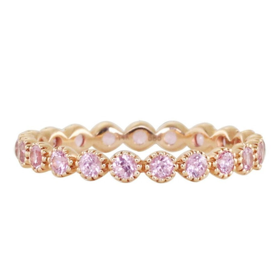 14kt gold and pink sapphire bezel eternity ring - Luna Skye