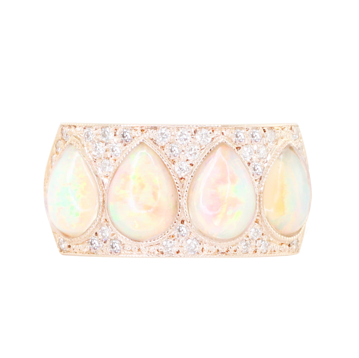 14kt gold scattered diamond teardrop opal ring - Luna Skye