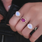 14kt gold and diamond single band ruby ring - Luna Skye