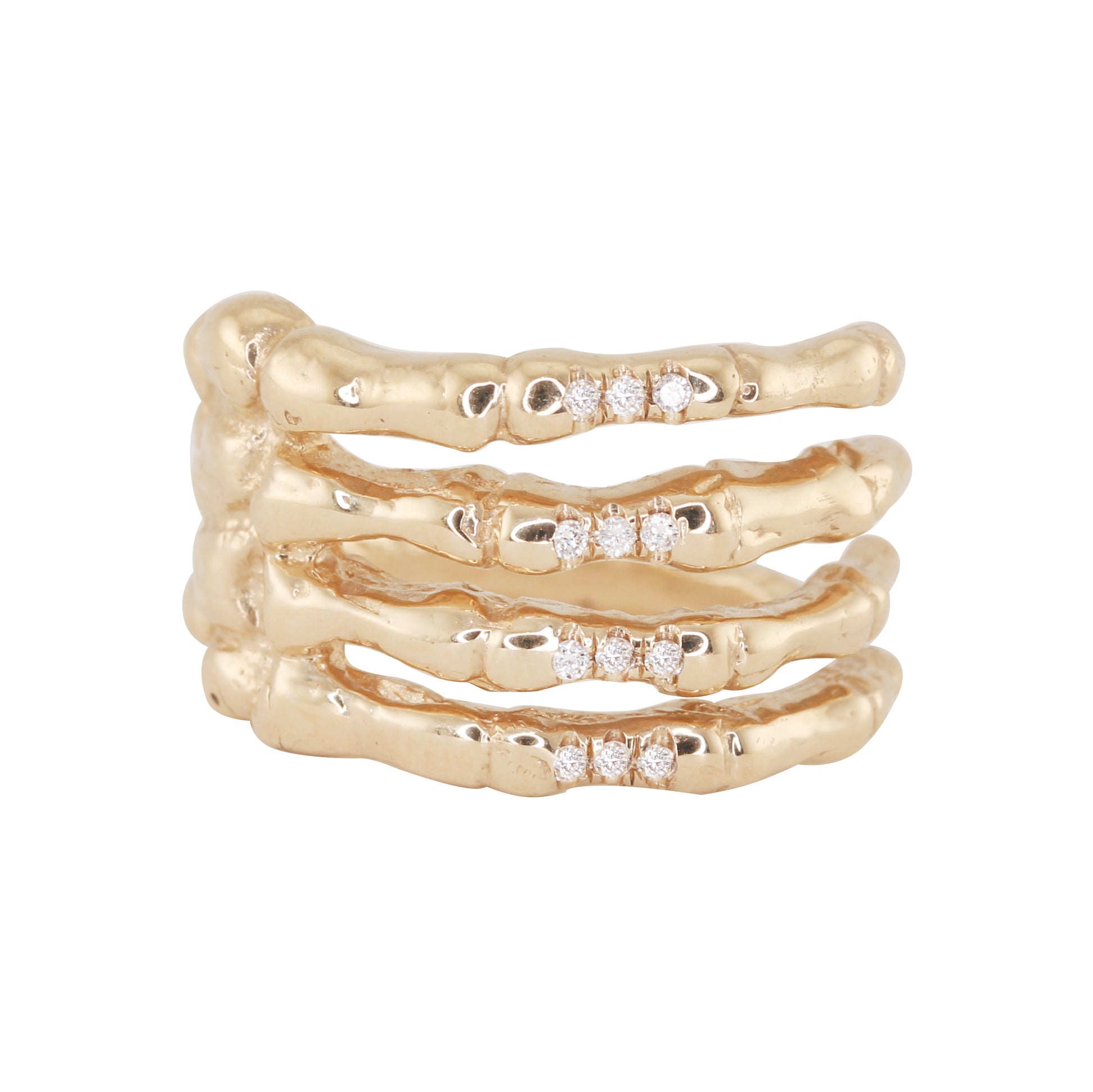 14kt gold and diamond skeleton hand ring - Luna Skye